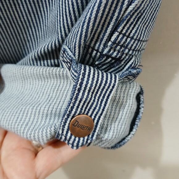 Duluth Rootstock Gardening Overalls Womens Large 31 Striped Utility Workwear - Picture 5 of 10